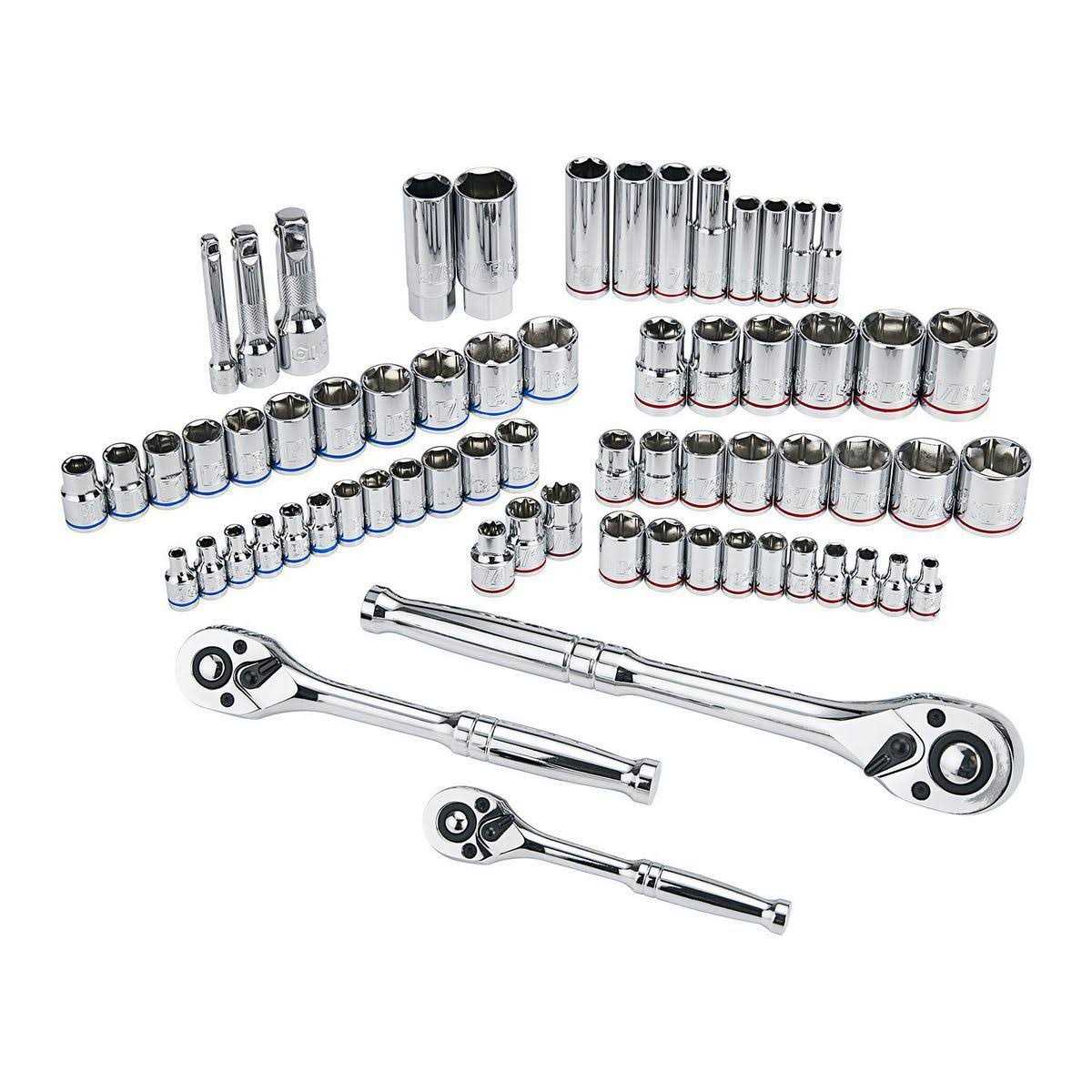 Quinn 1 4 In 3 8 In 1 2 In Drive SAE And Metric Hi Vis Socket Set