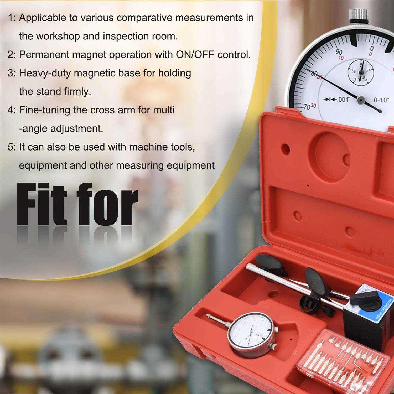 Nakao Dial Indicator With Magnetic Base And Point Precision Inspection