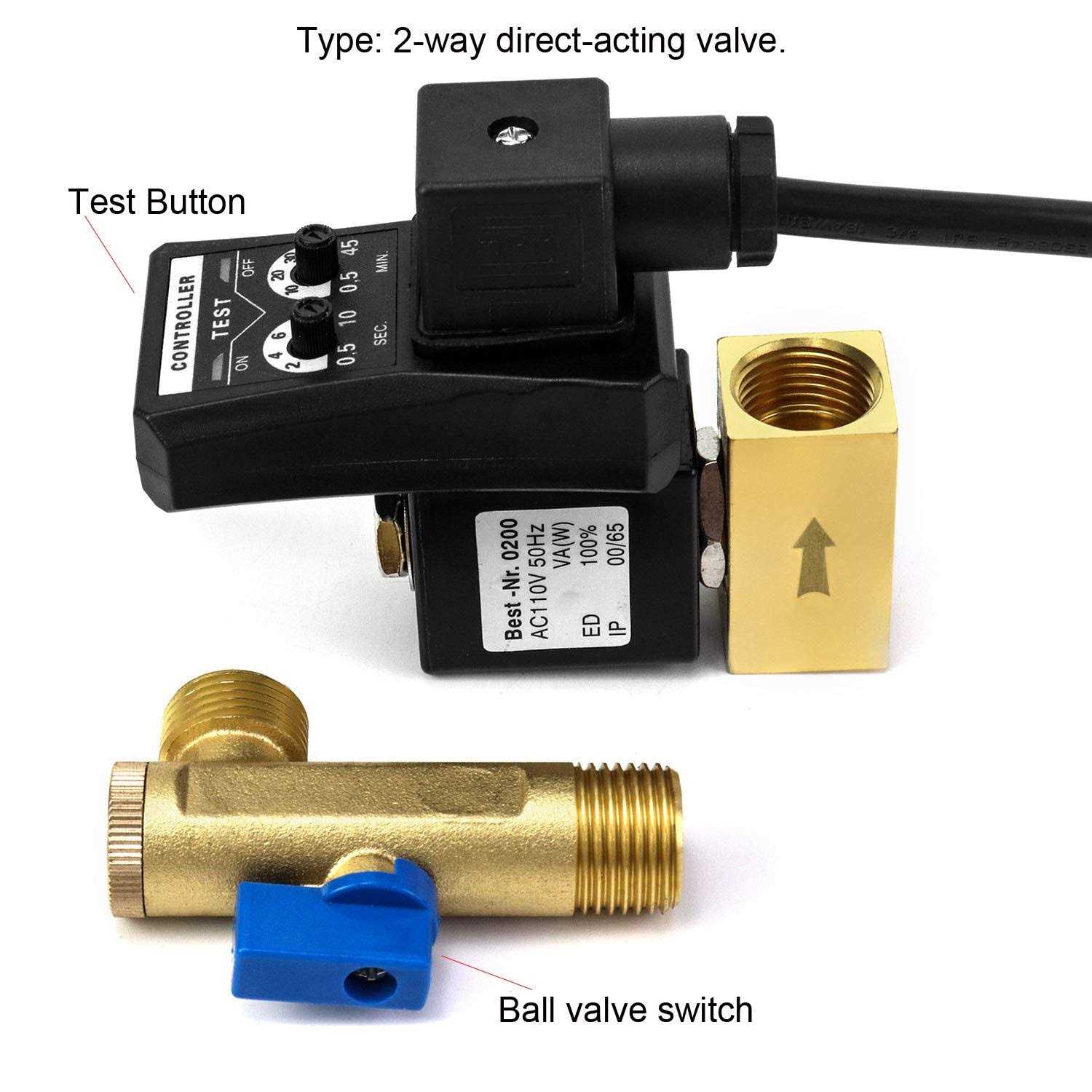 Qwork Automatic Timed Condensate Drain Valve Ac V Way Direct